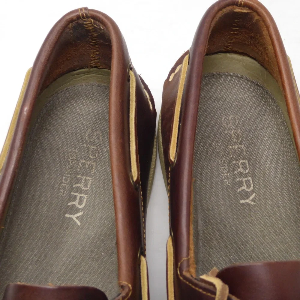 Sperry Mens 2-Eye Authentic Original Boat Shoes Brown Leather STS18309 Size 13M